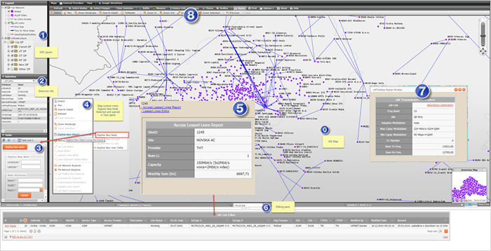 Figure 11:  TelMasterGIS Network Operations Map User Interface.