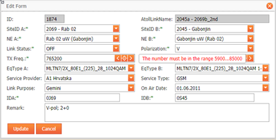 Figure 25: Data editor with integrated data validation.